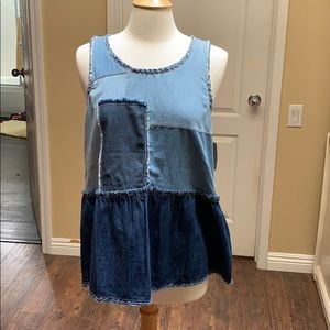 Patchwork Hinge jean shirt L